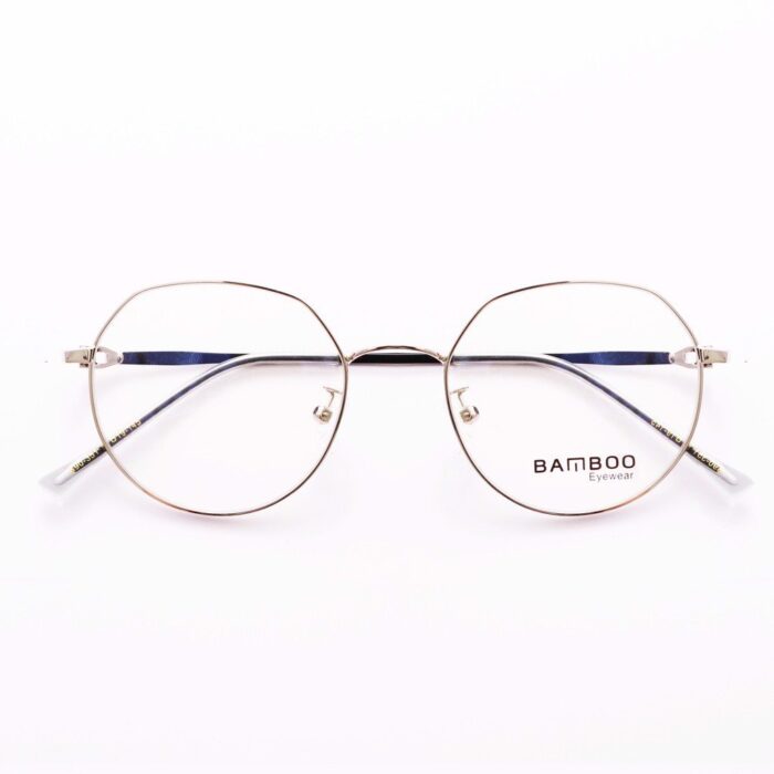 90 351A Gọng mắt kính Bamboo Oval Vát cạnh trên hợp kim thời trang nam nữ - Mắt kính LB Eyewear