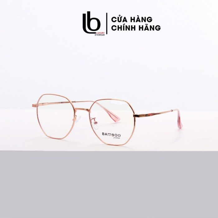 Gọng kính cận Lục giác nam nữ LB Eyewear chất liệu Kim loại phụ kiện thời trang HOT! Bamboo 72 563A