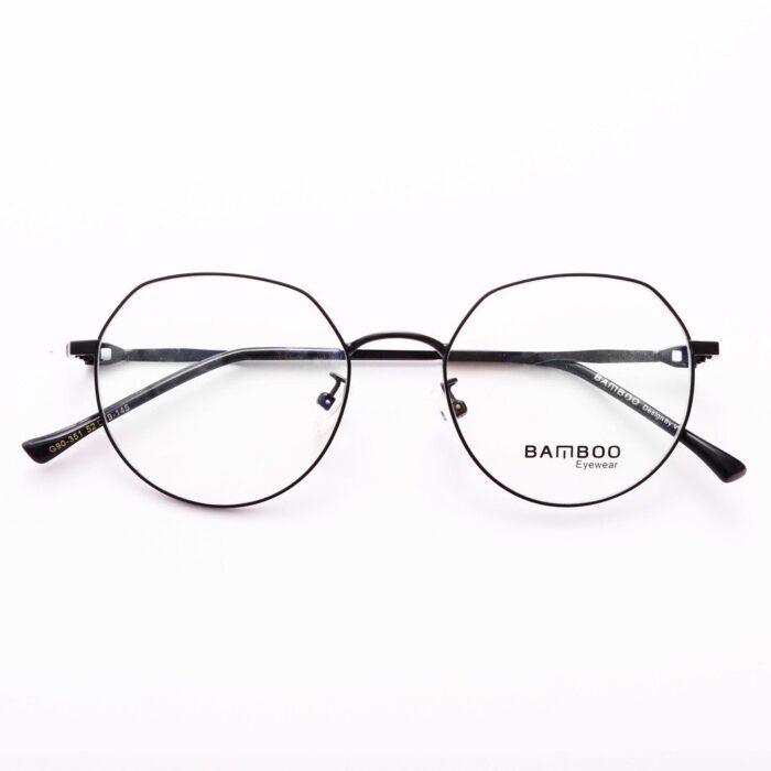 90 351A Gọng mắt kính Bamboo Oval Vát cạnh trên hợp kim thời trang nam nữ - Mắt kính LB Eyewear